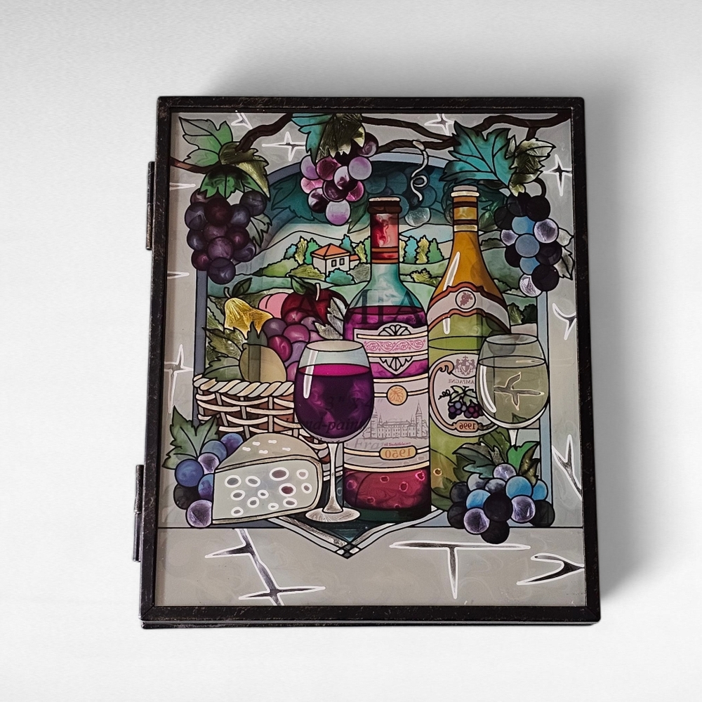 AMIA Hand Painted Glass Wine Vineyard Picture Frame 3" x 4" - Picture 9 of 12
